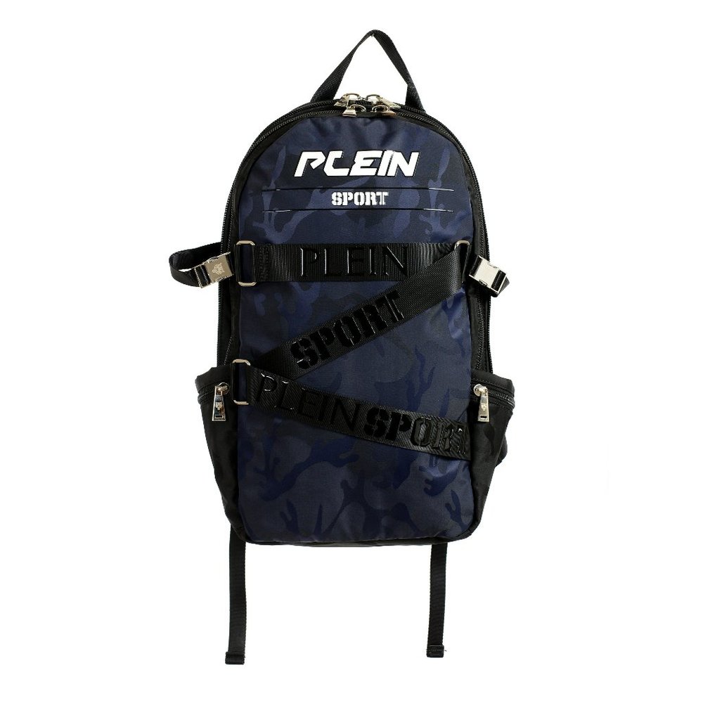 Plein Sport Unisex Military Print Navy Blue "ZAINO RUNNER" Backpack Bag